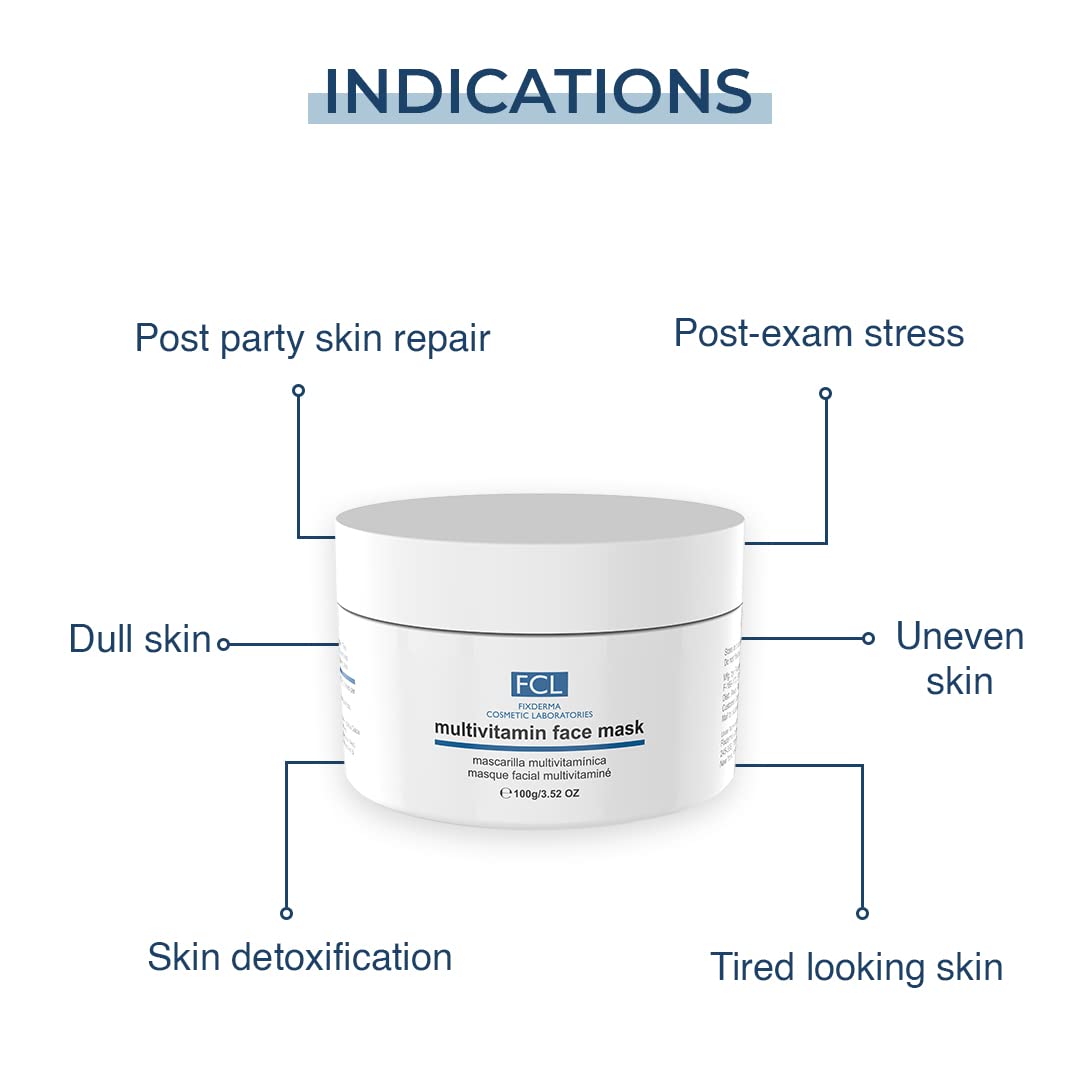 FIXDERMA COSMETIC LABORATORIES Multivitamin Face Mask Enriched With Vitamins|Improves Skin Texture&Dullness|Nourishing Face Mask|Youthful Glowing Skin|Paraben&Sulphate Free-100Gm Fixderma