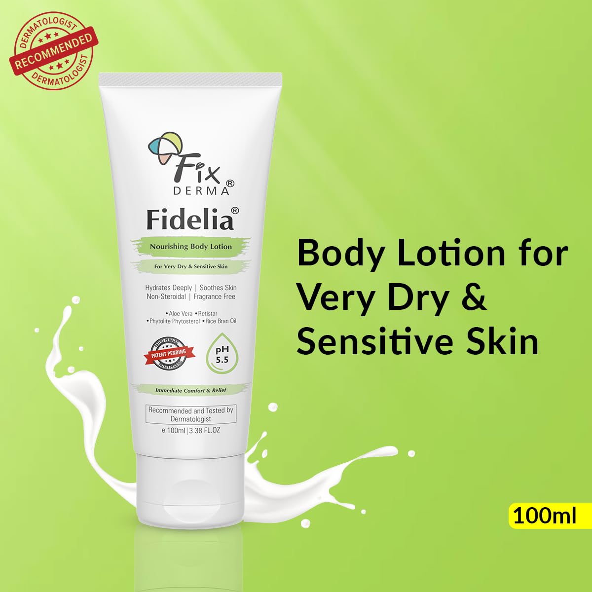 Fixderma Fidelia Nourishing Body Lotion | Moisturizer for face & Body | Body lotion for Women & Men | Body Lotion for Sensitive & Very dry skin with Rice Brain Oil & Aloe vera - 100Ml Fixderma