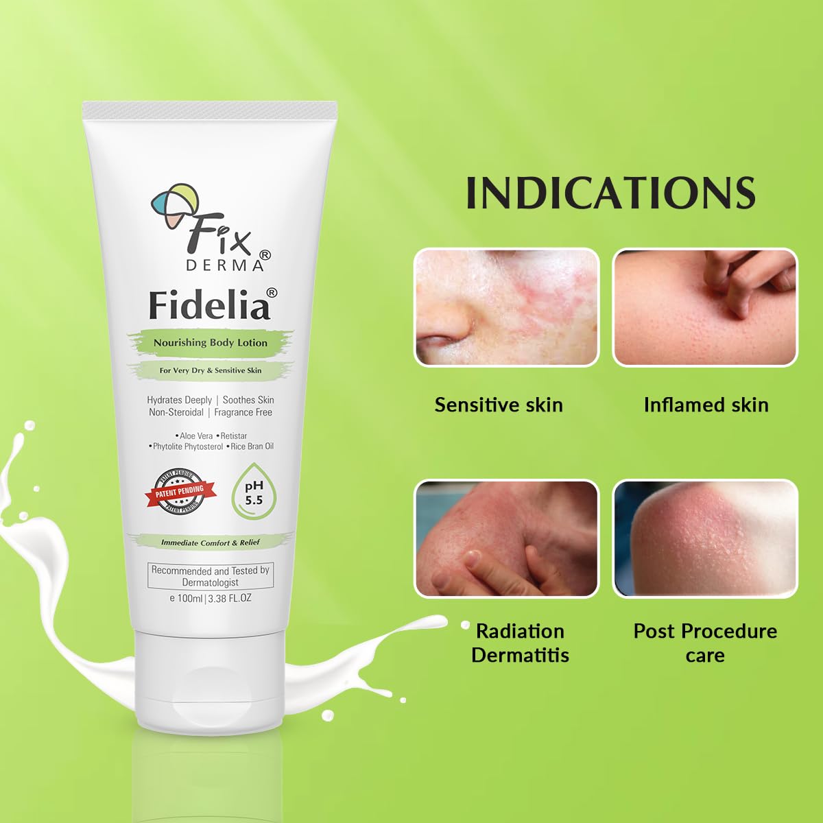Fixderma Fidelia Nourishing Body Lotion | Moisturizer for face & Body | Body lotion for Women & Men | Body Lotion for Sensitive & Very dry skin with Rice Brain Oil & Aloe vera - 100Ml Fixderma