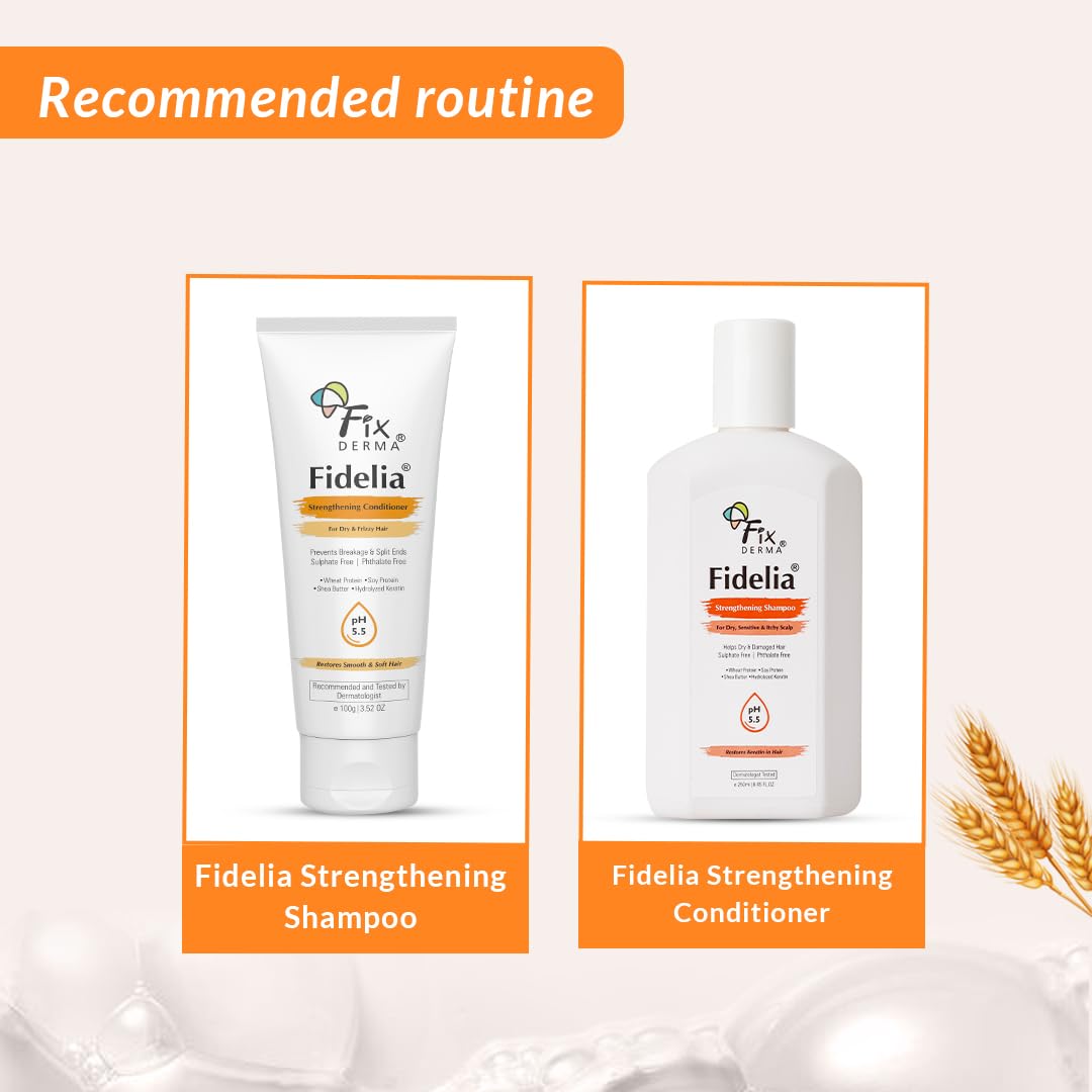 Fixderma Fidelia Strengthening Conditioner with Shea Butter & Wheat Protein for Frizzy & Dry Hair | Conditioner for Women & Men | Hair Conditioner - 100gm Fixderma