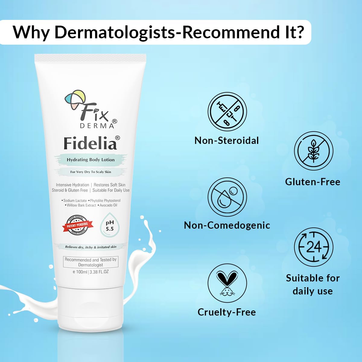 Fixderma Fidelia Hydrating Body Lotion | Moisturizer for face & Body | Body lotion for Winter | Body lotion for Women & Men Hydrating Lotion - 100 ml Fixderma