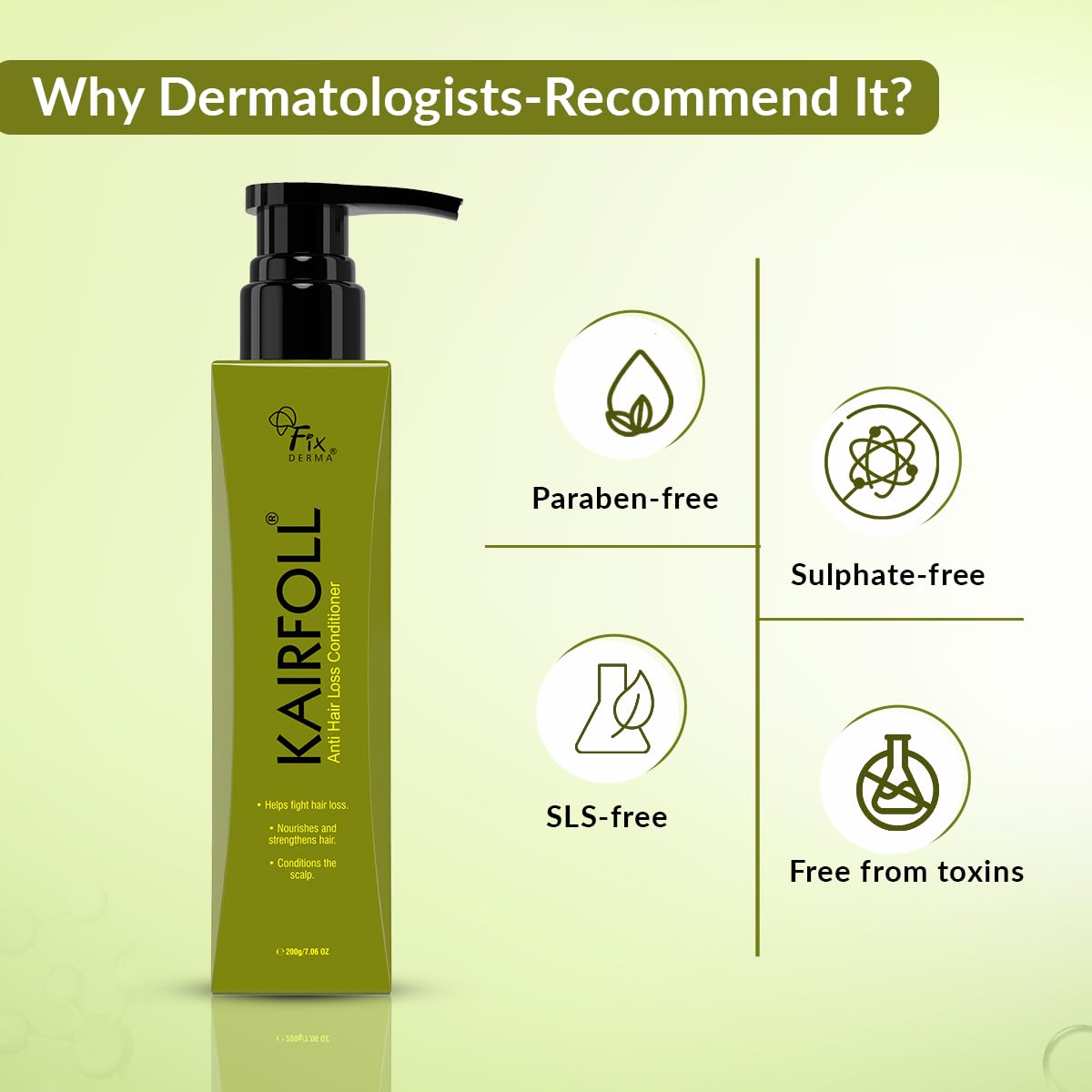 FIXDERMA Kairfoll Anti Hair Loss Conditioner Conditioner For Hair Growth & Hair Fall Control Hair Conditioner For Dry Frizzy Hair Conditioner For Women - 200G Fixderma