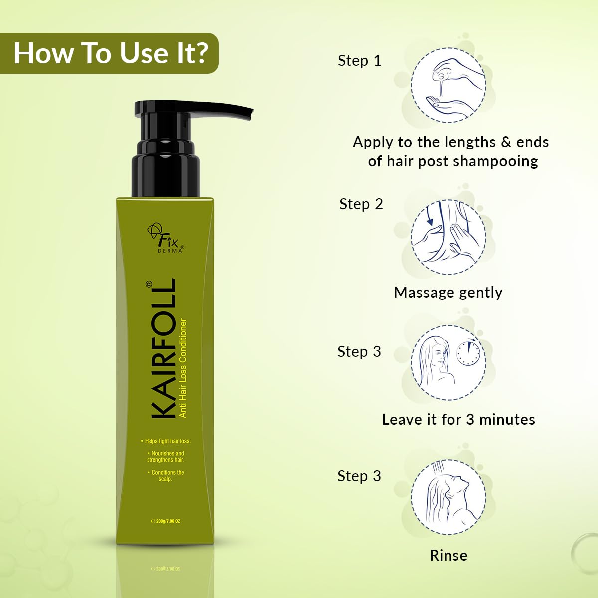 FIXDERMA Kairfoll Anti Hair Loss Conditioner Conditioner For Hair Growth & Hair Fall Control Hair Conditioner For Dry Frizzy Hair Conditioner For Women - 200G Fixderma