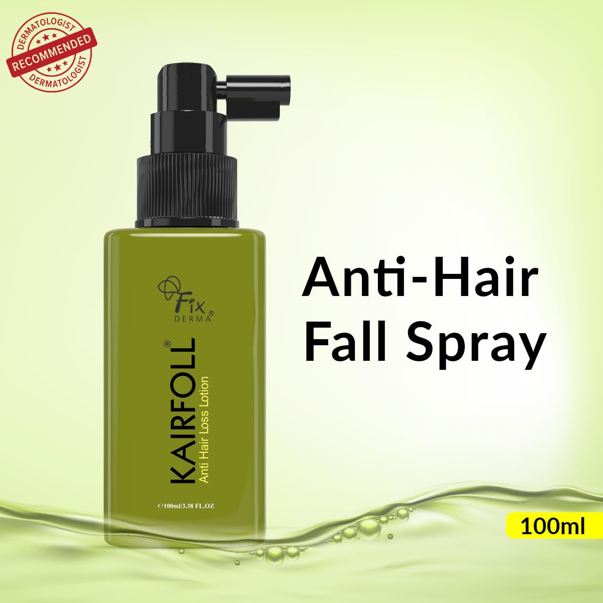 Fixderma Kairfoll Anti Hair Loss Lotion Spray | Amino Acid Lotion for Women & Men | Peptides for Hair | Lotion To Soothe Itchy & Irritated Scalp - 100 ML Fixderma