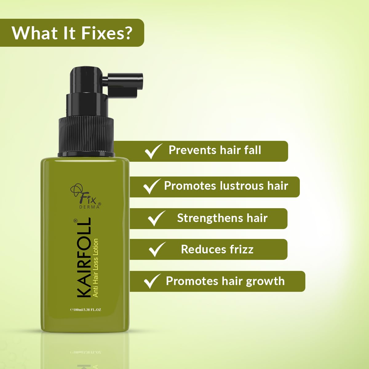 Fixderma Kairfoll Anti Hair Loss Lotion Spray | Amino Acid Lotion for Women & Men | Peptides for Hair | Lotion To Soothe Itchy & Irritated Scalp - 100 ML Fixderma