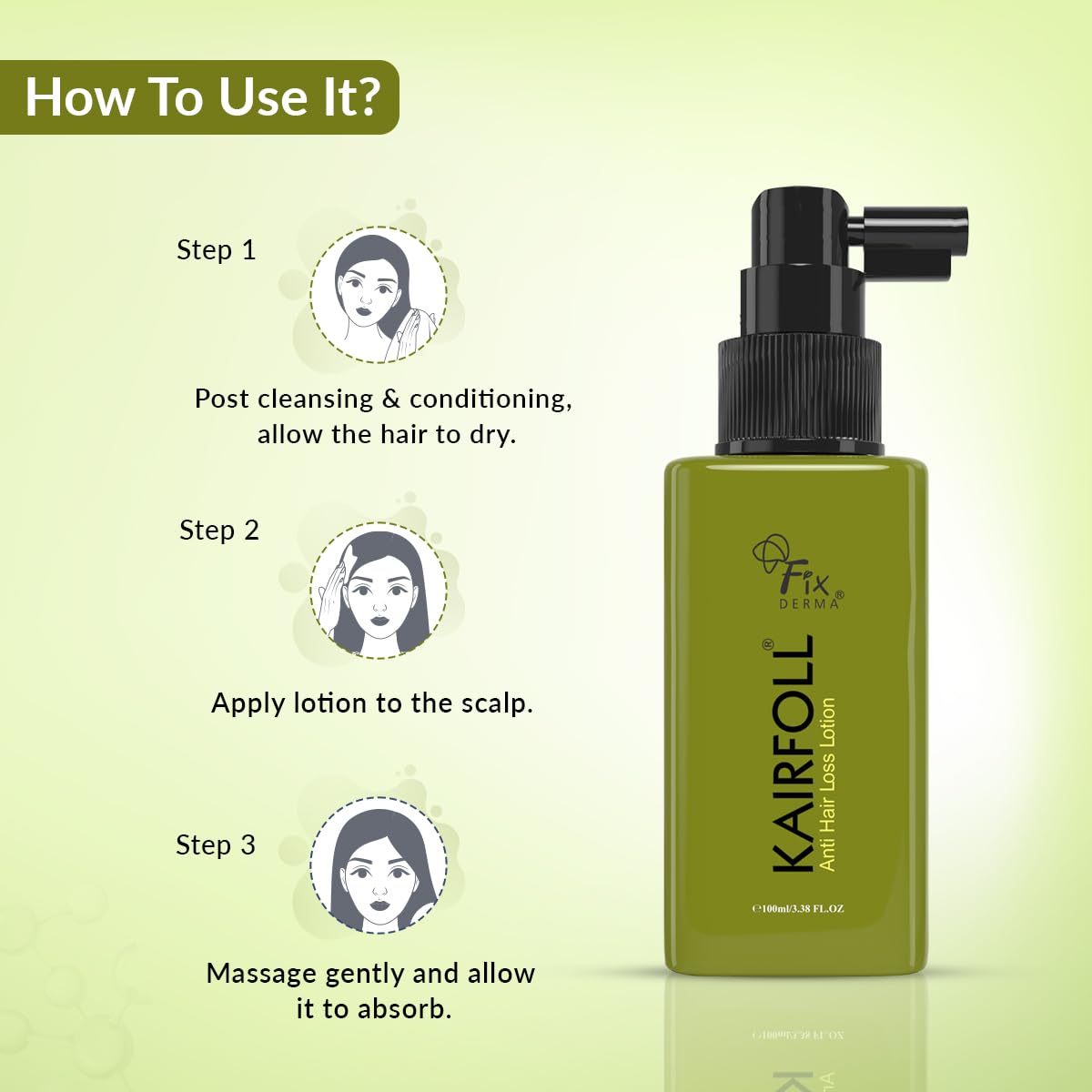 Fixderma Kairfoll Anti Hair Loss Lotion Spray | Amino Acid Lotion for Women & Men | Peptides for Hair | Lotion To Soothe Itchy & Irritated Scalp - 100 ML Fixderma