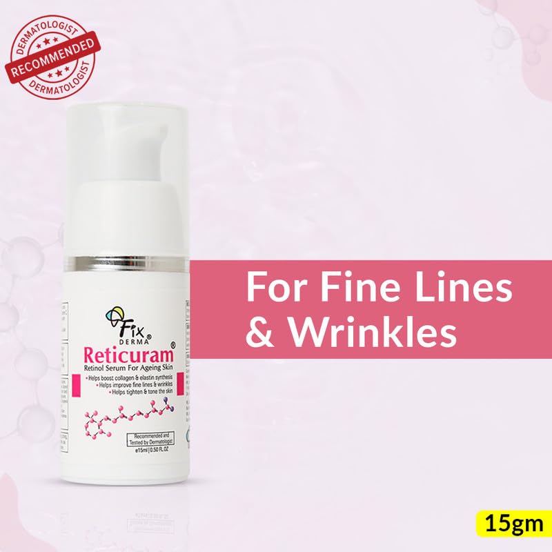 Fixderma 05% Pure Retinol Reticuram Face Serum for Anti Aging, Boost Collagen, Night Face Serum with Retinol & Vitamin C to Reduce Fine Lines & Wrinkles for Unisex - 15ml Fixderma