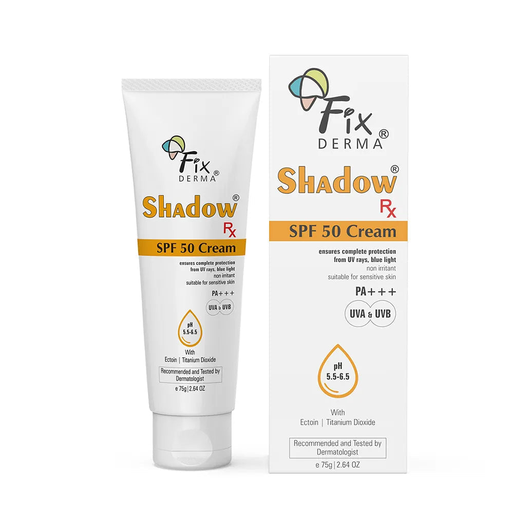 Fixderma Shadow Rx SPF 50 Cream | Protects the Skin from UV Rays, Blue Light and Pollution 75gm Fixderma