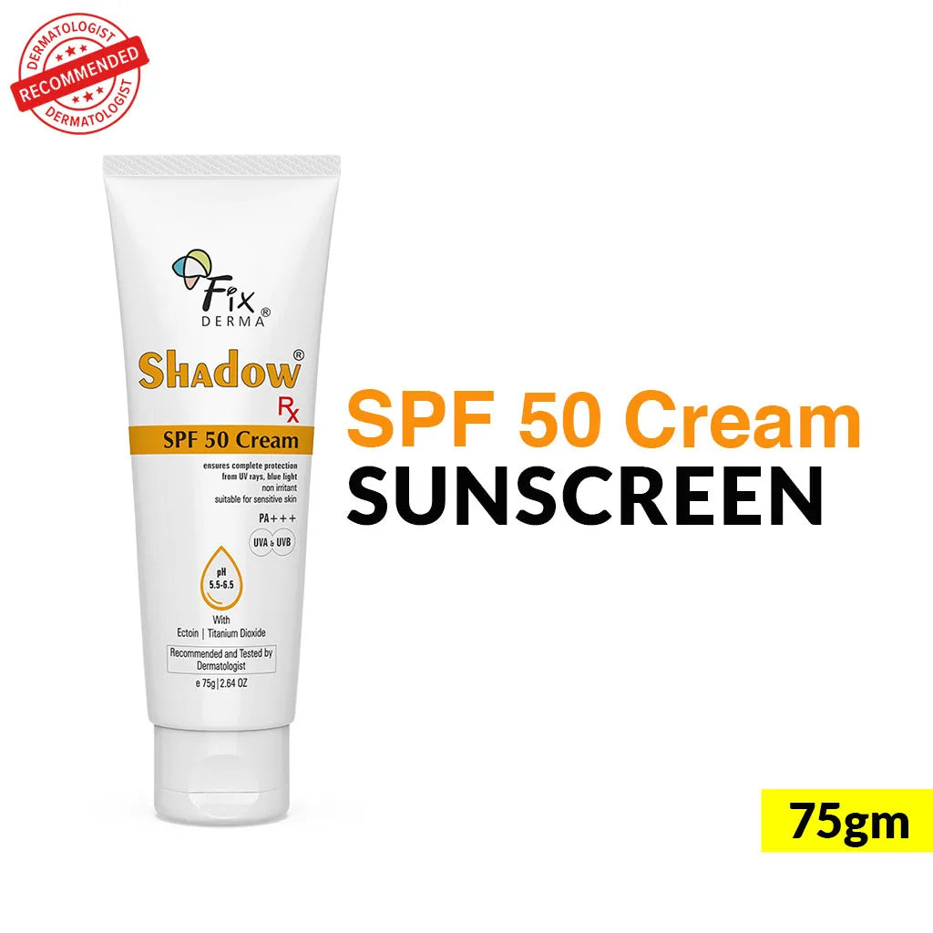 Fixderma Shadow Rx SPF 50 Cream | Protects the Skin from UV Rays, Blue Light and Pollution 75gm Fixderma