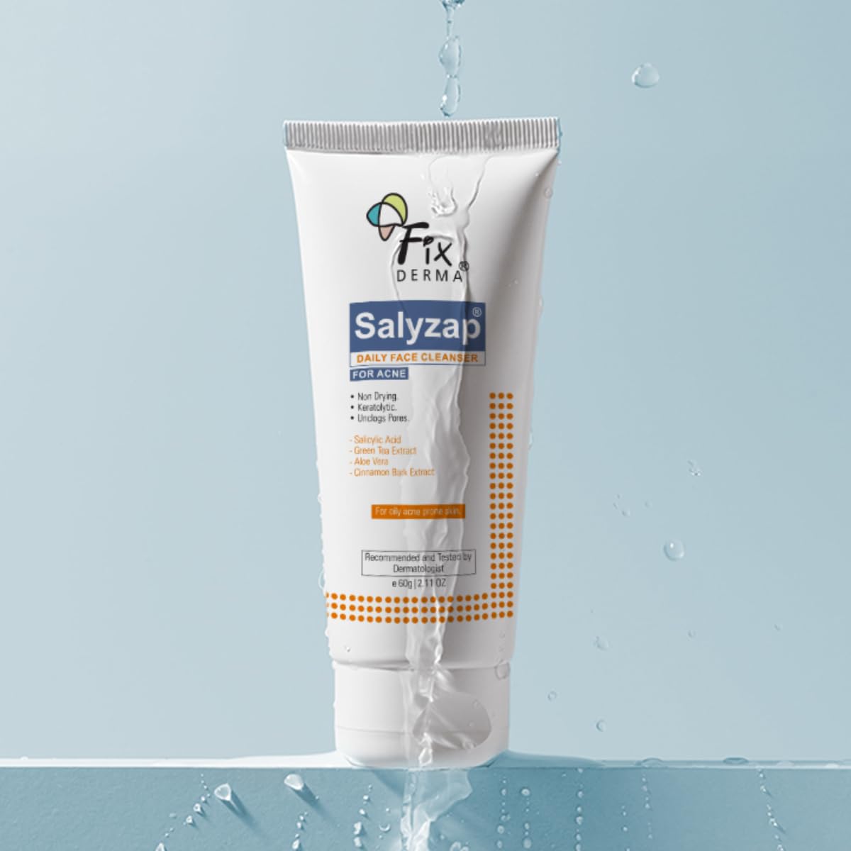 Fixderma 2% Salicylic Acid Face Wash for Oily Skin | Sulphate Free | Face Cleanser for Acne or Pimples | Acne Clearing Face Wash for Men & Women - 60 ML Fixderma