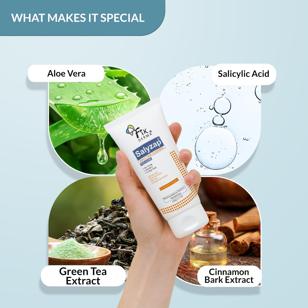 Fixderma 2% Salicylic Acid Face Wash for Oily Skin | Sulphate Free | Face Cleanser for Acne or Pimples | Acne Clearing Face Wash for Men & Women - 60 ML Fixderma