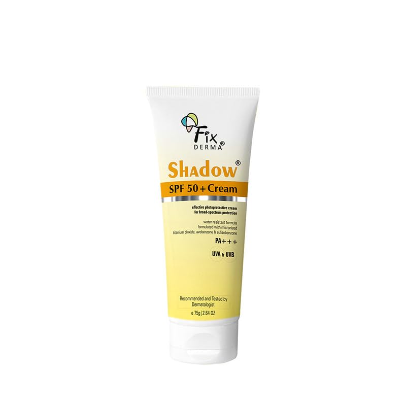 Fixderma Shadow Sunscreen SPF 50+ Cream PA+++ Sunscreen For Dry Skin,Sunscreen For Body & Face Broad Spectrum Sunscreen For UVA & UVB Protection Non Greasy & Water Resistant-75gm Fixderma