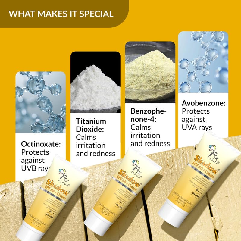 Fixderma Shadow Sunscreen SPF 50+ Cream PA+++ Sunscreen For Dry Skin,Sunscreen For Body & Face Broad Spectrum Sunscreen For UVA & UVB Protection Non Greasy & Water Resistant-75gm Fixderma