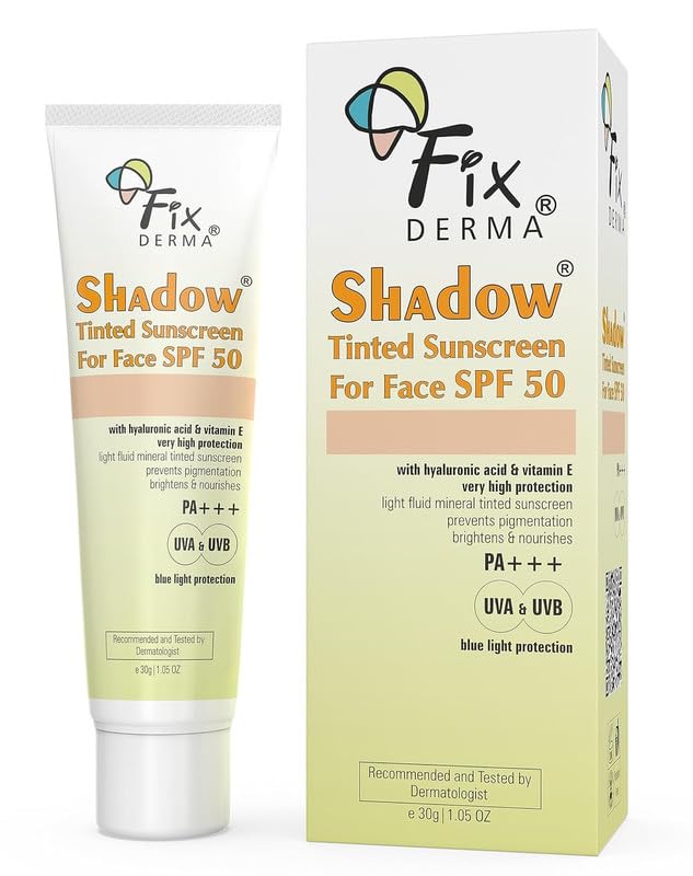 Fixderma Shadow Tinted Sunscreen SPF 50 PA+++ | Sunscreen with Vitamin E | UVA & UVB Protection | For All Skin Types - 30gm Fixderma