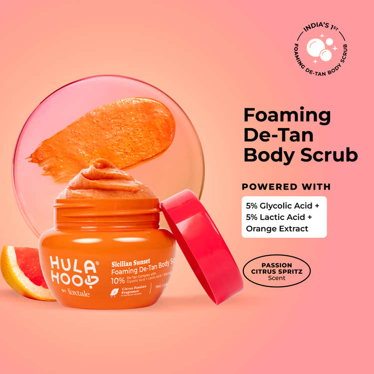 FoxTale Hula Hoop 10% De-Tan BodyScrub 5% Glycolic Acid Foaming Body Scrub - 75 g FOXTALE