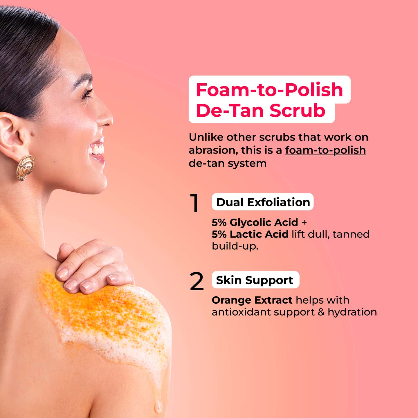 FoxTale Hula Hoop 10% De-Tan BodyScrub 5% Glycolic Acid Foaming Body Scrub - 75 g FOXTALE