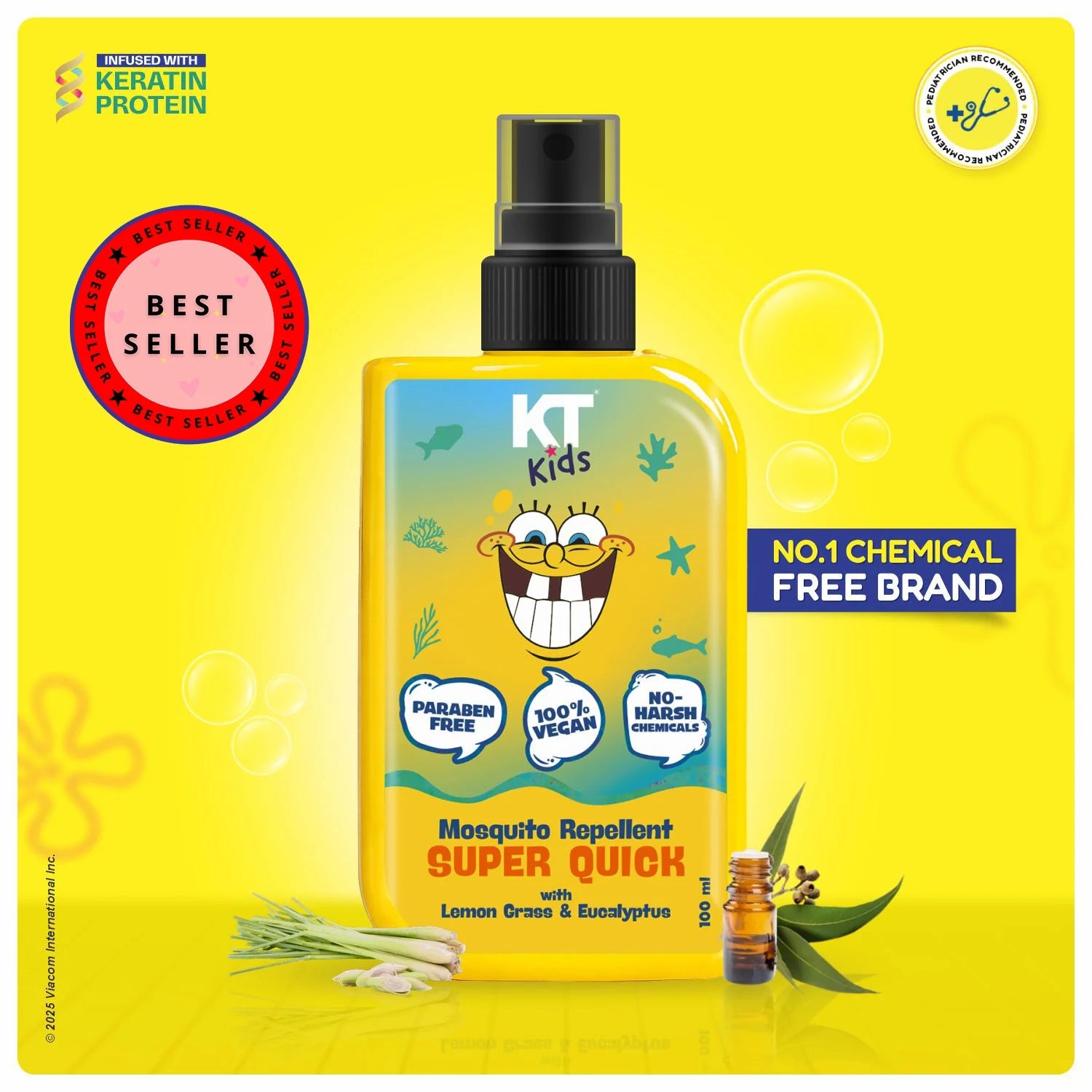 Super Quick Mosquito Repellent for Kids (3+ Years) | Natural, Protective & Long-Lasting Care for Boys & Girls | 100ml KT KIDS