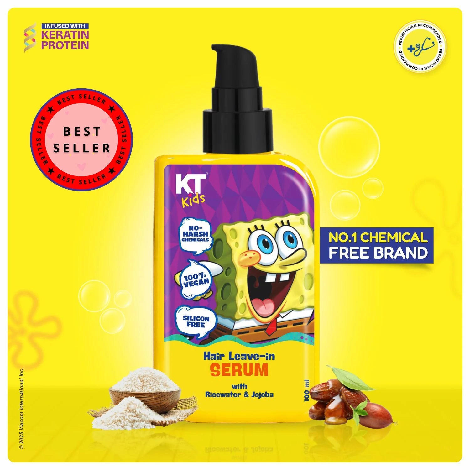 Hair Leave-In Serum for Kids (3+ Years) | Lightweight, Non-Sticky & Smoothening Hair Care for Boys & Girls | 100ml KT KIDS
