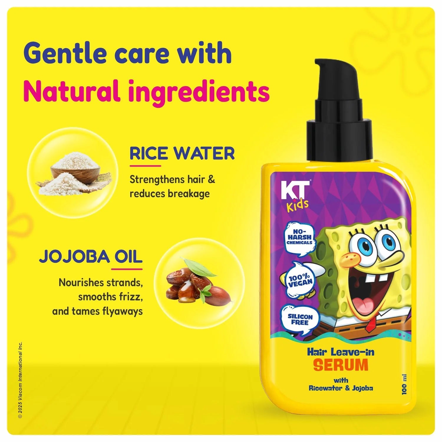 Hair Leave-In Serum for Kids (3+ Years) | Lightweight, Non-Sticky & Smoothening Hair Care for Boys & Girls | 100ml KT KIDS