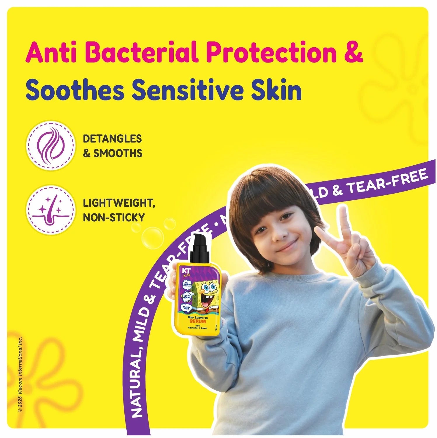 Hair Leave-In Serum for Kids (3+ Years) | Lightweight, Non-Sticky & Smoothening Hair Care for Boys & Girls | 100ml KT KIDS