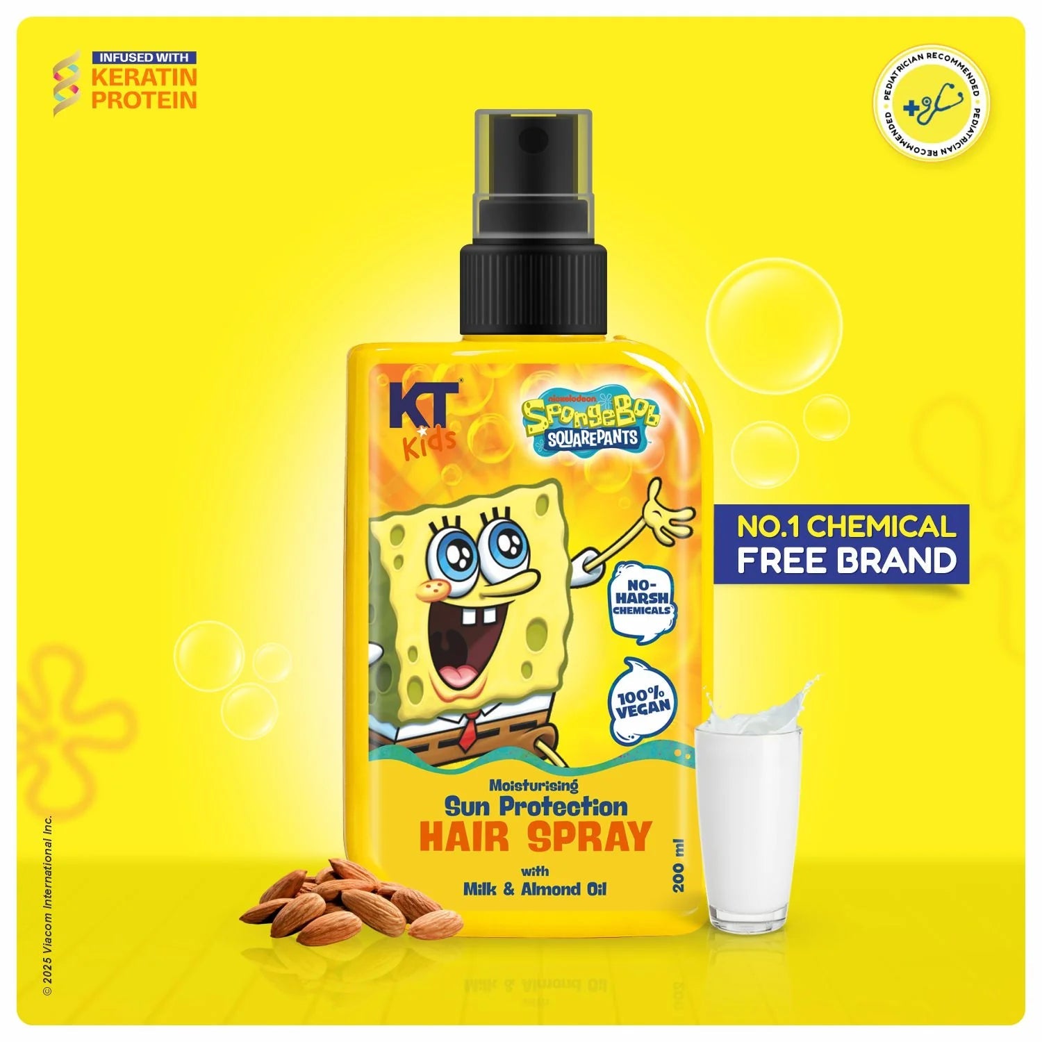Moisturizing Sun Protection Hair Spray for Kids (3+ Years) | Hydrating & Sun-Protective Hair Care for Boys & Girls | 200ml KT KIDS