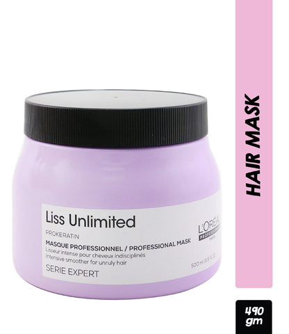 L’Oréal Professionnel Liss Unlimited Hair Mask with Pro-Keratin and Kukui Nut Oil for Rebellious Frizzy Hair, Serie Expert  490g L'OREAL PROFESSIONNEL