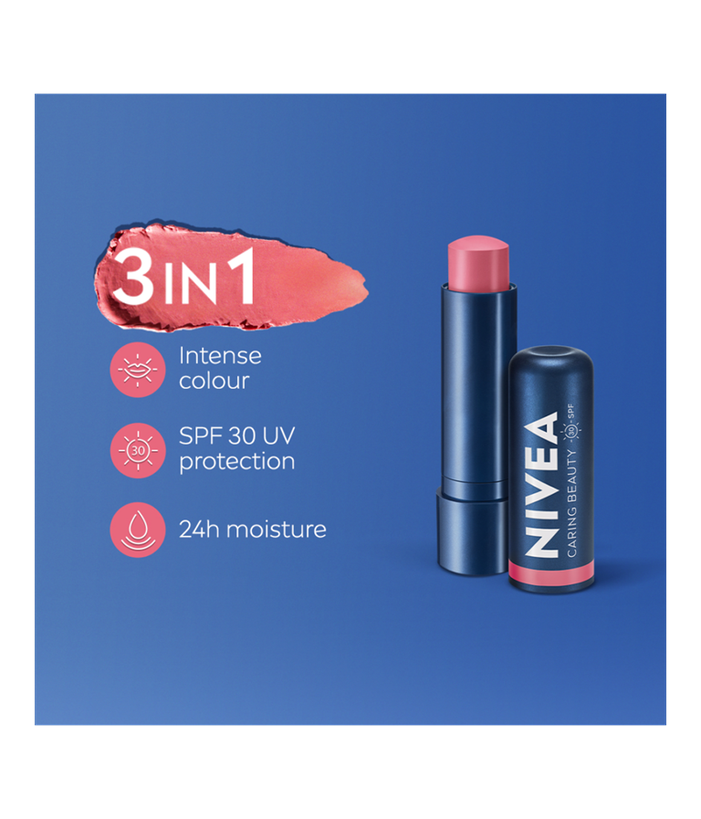 NIVEA Lip Caring Beauty ROSE Lip Balm | Lip & Cheek Tint with SPF 30 NIVEA