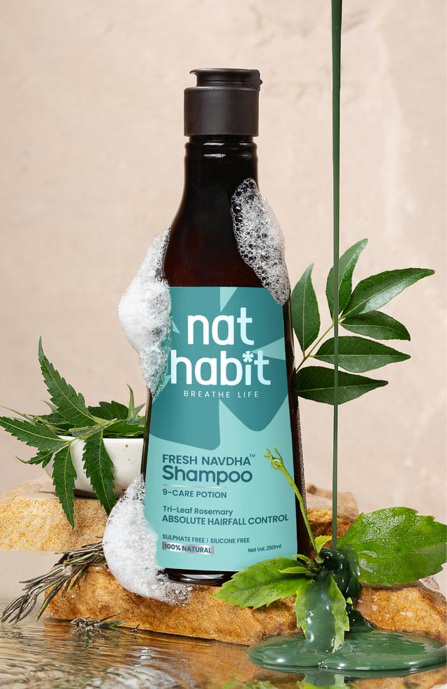 Nat Habit Anti-HairFall Tri-Leaf Rosemary Navdha Shampoo 250ml Nat Habitat