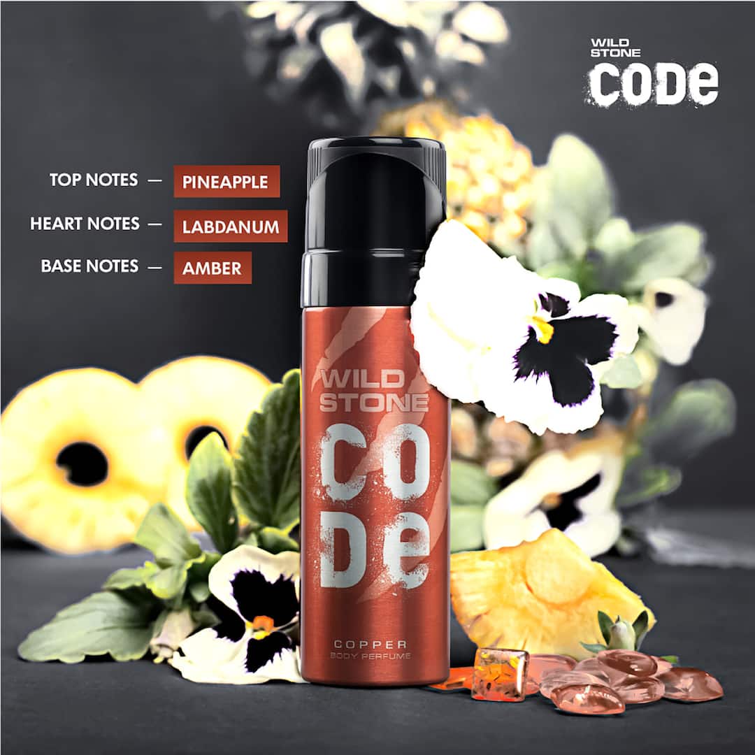 WILD STONE CODE Copper Long Lasting No Gas Body Perfume Spray for Men, 150Ml ( PACK OF 2 ) Wild Stone