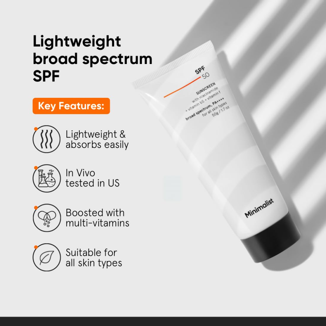 Minimalist SPF 50 Sunscreen With Niacinamide + Vitamin b5 + Vitamin f PA++++ 50g Minimalist