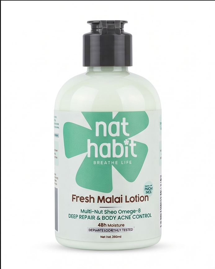 Nat Habit Multi Nut Shea Omega 3 fresh malai lotion 200ml Nat Habitat