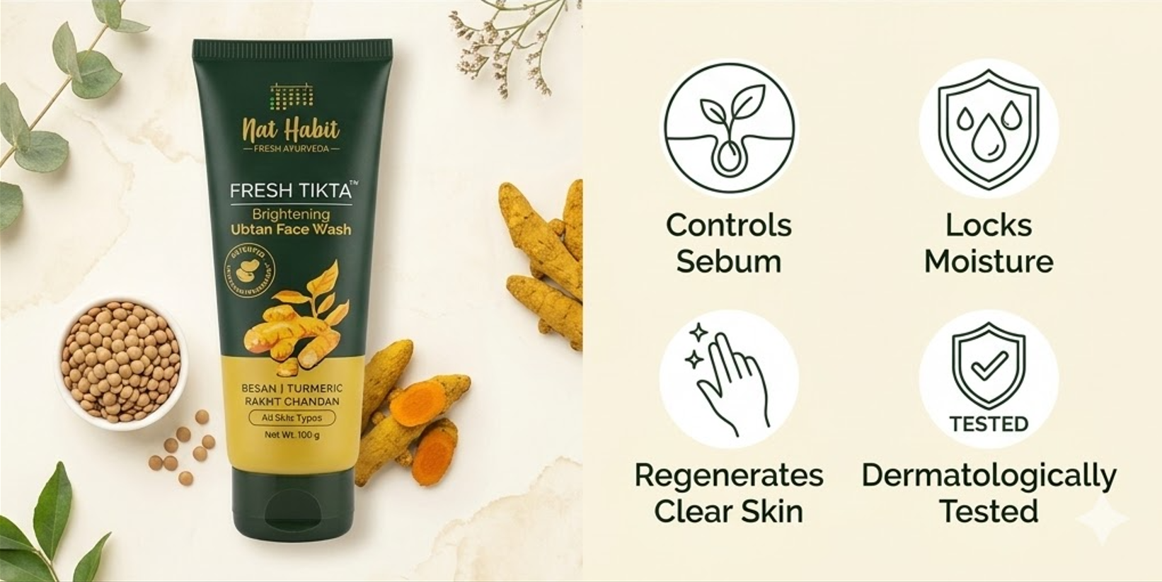 Nat Habit Detan Ubtan Face Wash, 100 g Nat Habitat