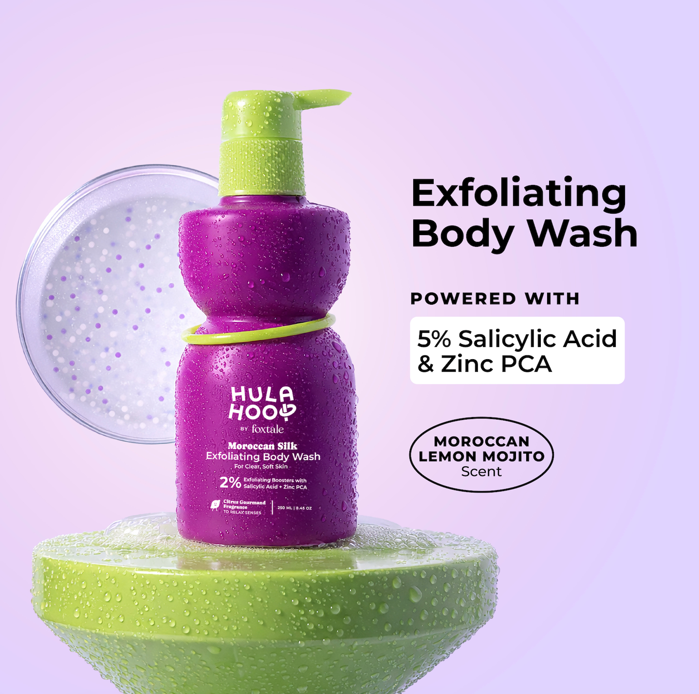 FoxTale 2% Salicylic Acid Exfoliating Body Wash With Zinc Pca|Reduces Body Acne, Strawberry Skin & Ingrown Hair|Smoothens Uneven Texture In 28 Days|Body Wash Men & Women|Exfoliating Shower Gel|250 Ml FOXTALE