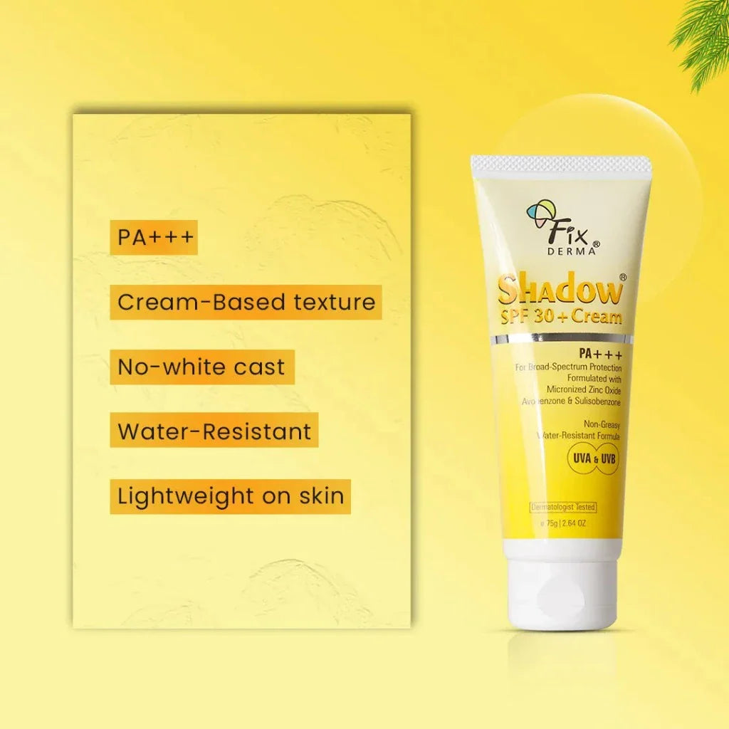 FIX DERMA Shadow Sunscreen SPF 30+ Cream | SPF 30+ Water-Resistant Protecting Formula for Dry Skin