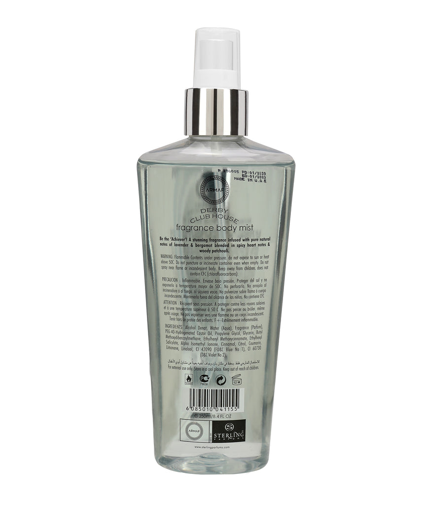 Armaf DERBY CLUB HOUSE | Long Lasting Mist | FOR MEN fragrance body mist 250ML Armaf