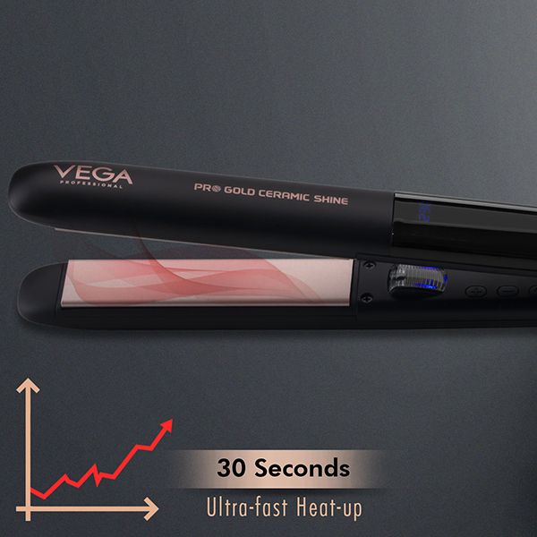 VEGA PROFESSIONAL Pro Gold Ceramic Shine Hair Straightener -BLACK ROSE GOLD VEGA PROFESSIONAL