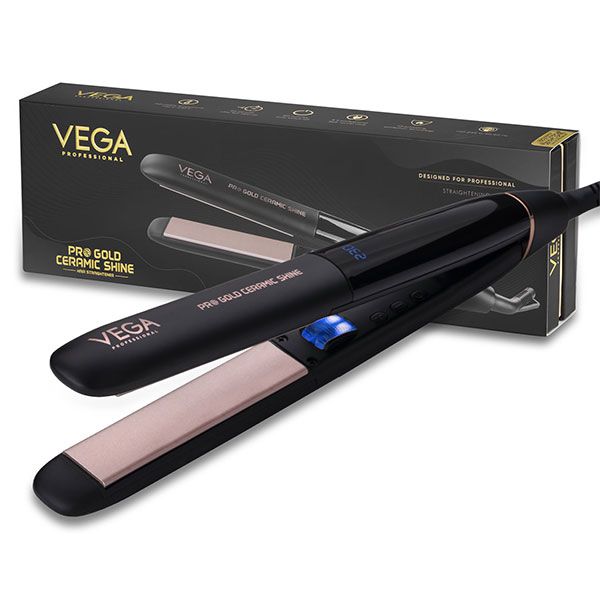 VEGA PROFESSIONAL Pro Gold Ceramic Shine Hair Straightener -BLACK ROSE GOLD VEGA PROFESSIONAL