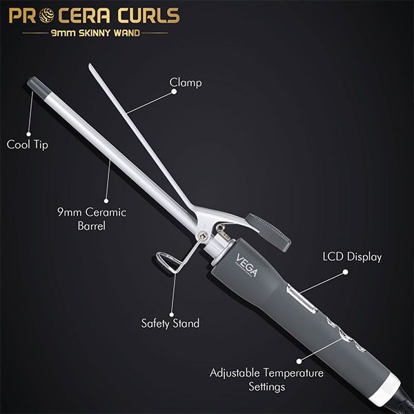 VEGA PROFESSIONAL PRO CERA CURLS 9mm Curlin Tong Beauty Bumble