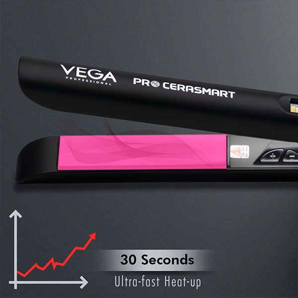 VEGA PROFESSIONAL Pro Cera Smart Hair Straightener BLACK -RED VEGA PROFESSIONAL