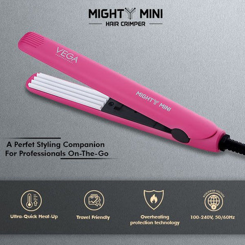 VEGA PROFESSIONAL Mighty Mini Hair Crimper-Pink VEGA PROFESSIONAL