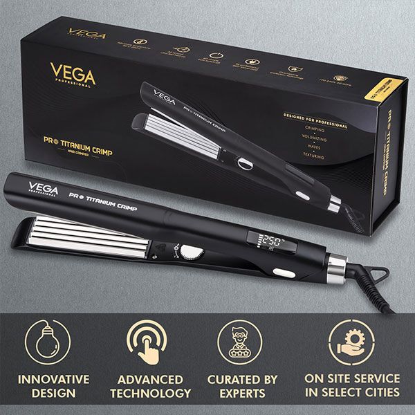 VEGA PROFESSIONAL Pro Titanium Crimp Titanium Hair Crimper- BLACK VEGA PROFESSIONAL