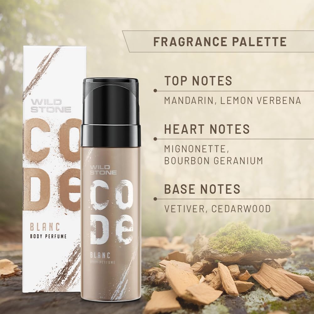 Wild Stone CODE Blanc Body Perfume for Men, 150 Ml | No Gas Body Spray for men | Classic Masculine Scent with long lasting fragrance | Best Fit for Office Wear | Best deodorant for men to smell great ( PACK OF 2 )