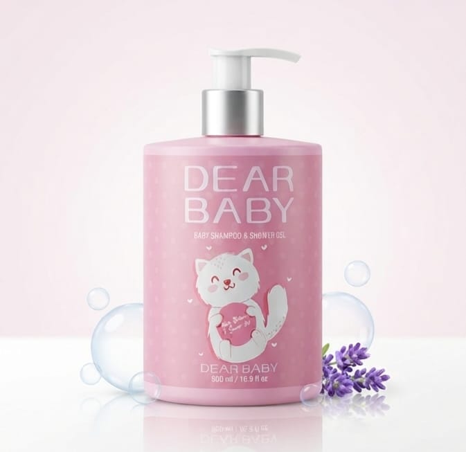 DEAR BABY Baby Shampoo & Shower Gel (Pink Cat) 500Ml Beauty Bumble