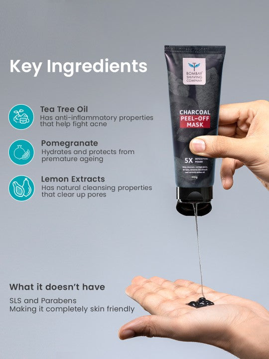 Bombay Shaving Company Charcoal Peel Of Mask With Kaolin Clay & Tea Tree Oil 100g Bombay Shaving Company