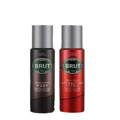 BRUT Musk & Attraction Totale  Deodorant Spray - For Men 200 ml pack of  2 Brut