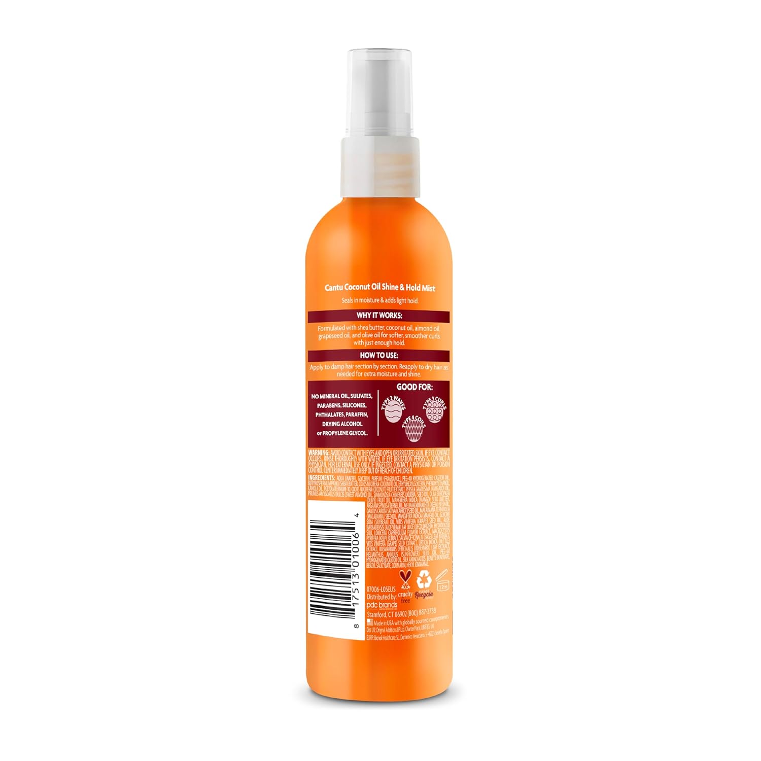 CANTU Shea Butter Coconut Oil Shine and Hold Mist, 8.4 fl oz 237 ml Cantu