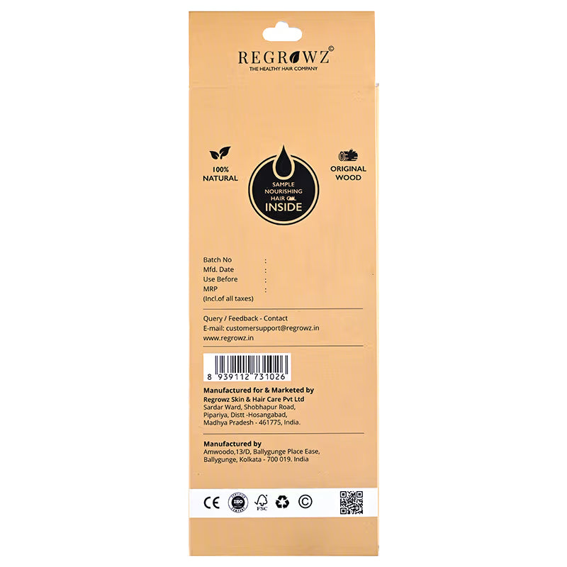 REGROWZ Regular 100% Neem Wood Comb Beauty Bumble