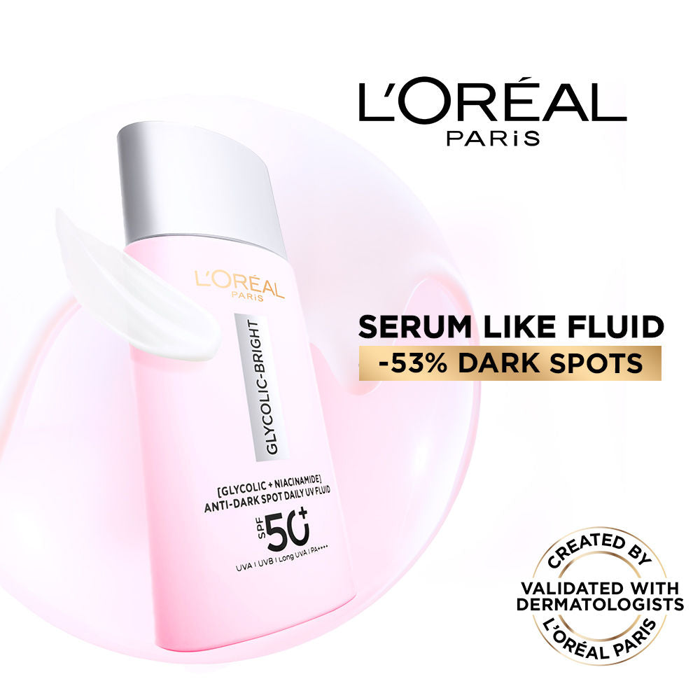 L'Oreal Paris Glycolic-Bright UV Fluid SPF 50+ PA++++ Anti-Dark Spot Fluid Sunscreen 50ml L'OREAL