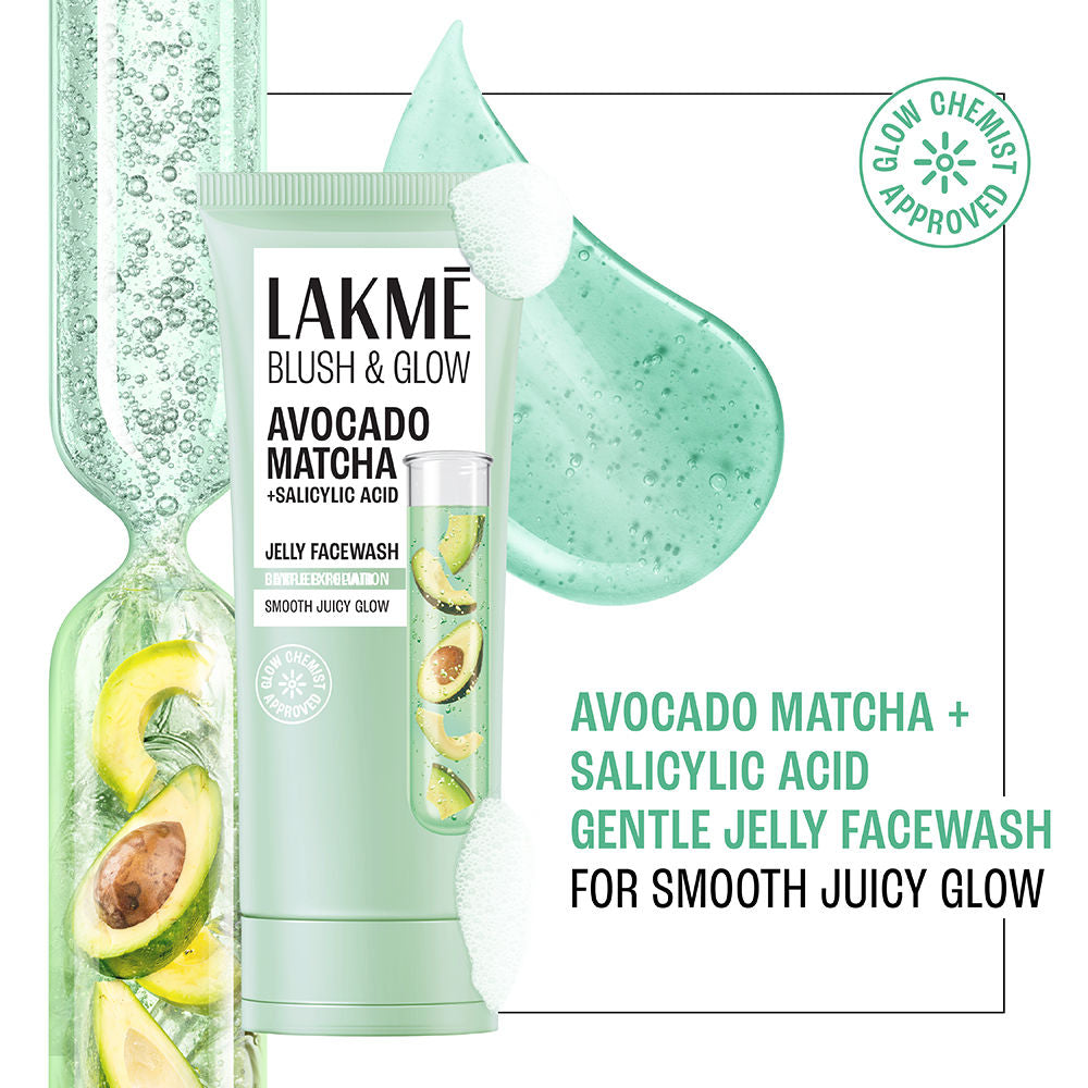 Lakme Blush & Glow Avocado Matcha + Salicylic Acid Jelly Face Wash, 100g Lakme