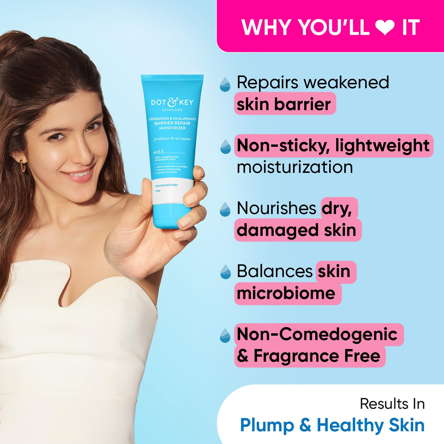 Dot & Key Skincare Ceramides & Hyaluronic Barrier Repair Moisturizer pH 5.5 100gm Dot & Key